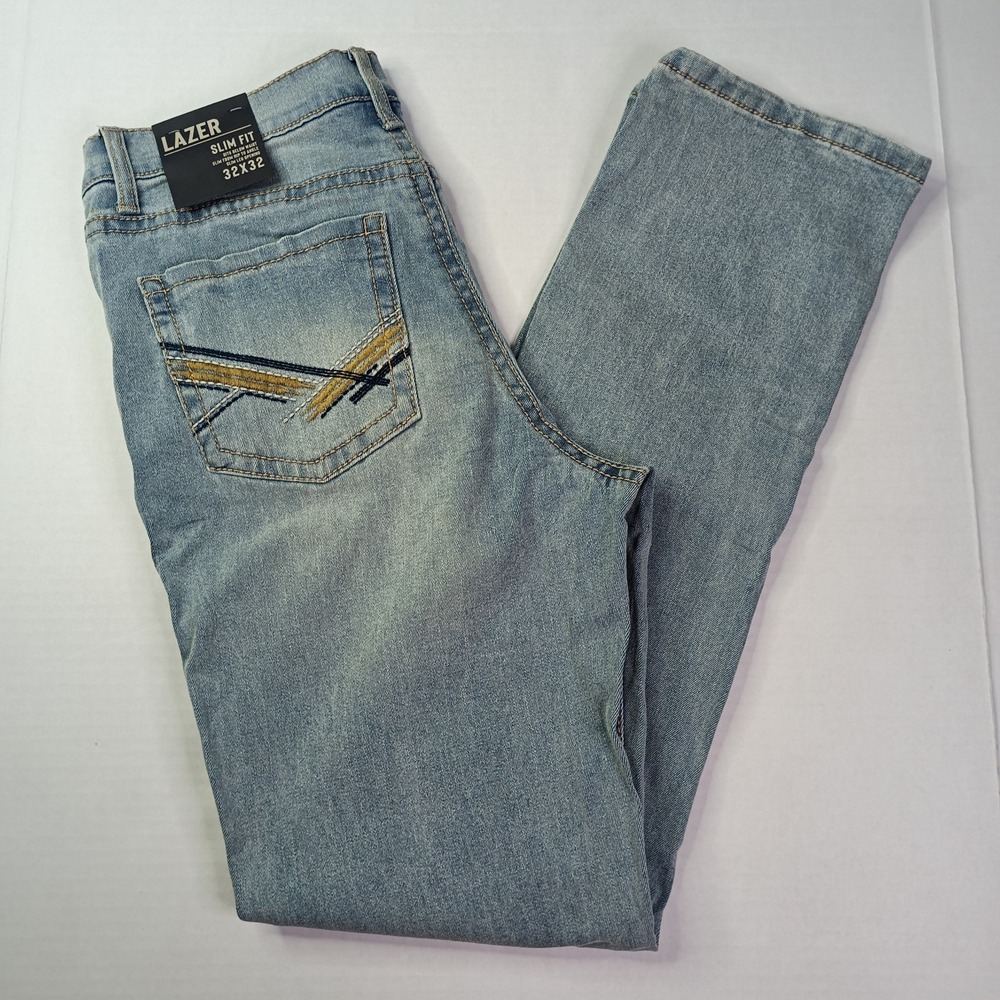 Lazer‎ Slim Fit Jeans Men's Size 32x32 Blue Sits Below Waist Slim Leg Opening